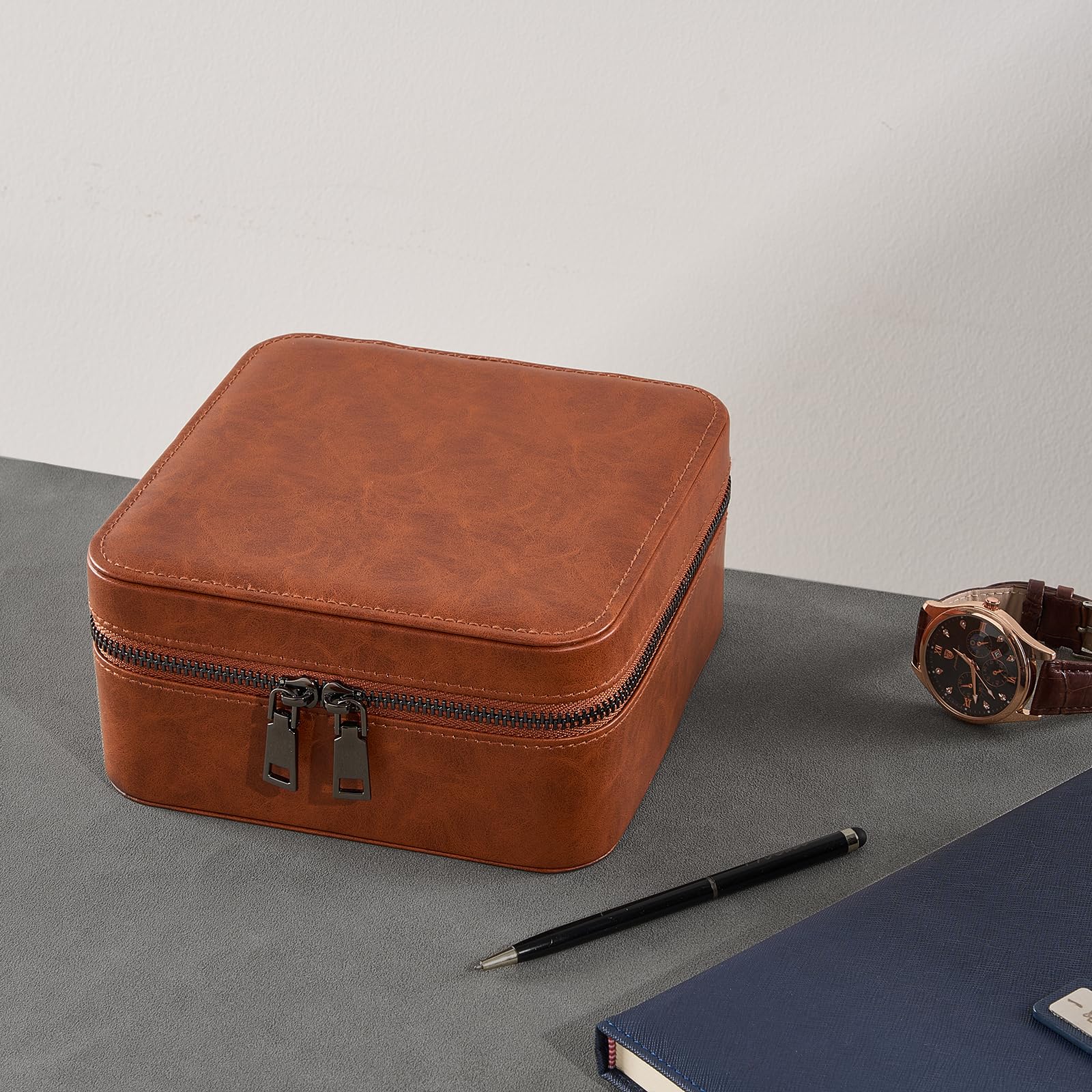 Portable PU Leather Travel Watches Case