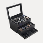 3-Layer Multi-Function Watch Display Case with Glass Lid (20 Slots)