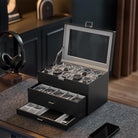 3-Layer Multi-Function Watch Display Case with Glass Lid (20 Slots)