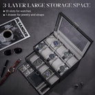 3-Layer Multi-Function Watch Display Case with Glass Lid (20 Slots)