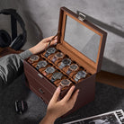 3-Layer Multi-Function Watch Display Case with Glass Lid (20 Slots)