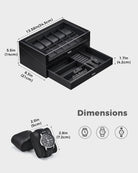 Multi-Function Wooden Watch Box with L-Shaped Clear Window & Drawer