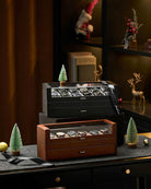 Multi-Function Wooden Watch Box with L-Shaped Clear Window & Drawer