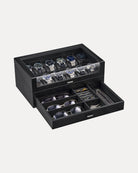 Multi-Function Wooden Watch Box with L-Shaped Clear Window & Drawer