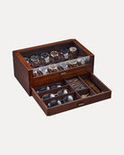 Multi-Function Wooden Watch Box with L-Shaped Clear Window & Drawer