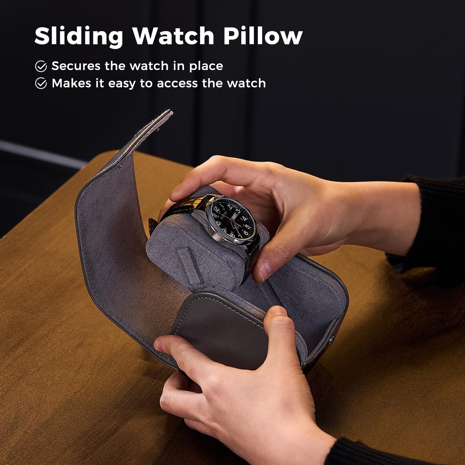 Portable PU Leather Watch Roll Box