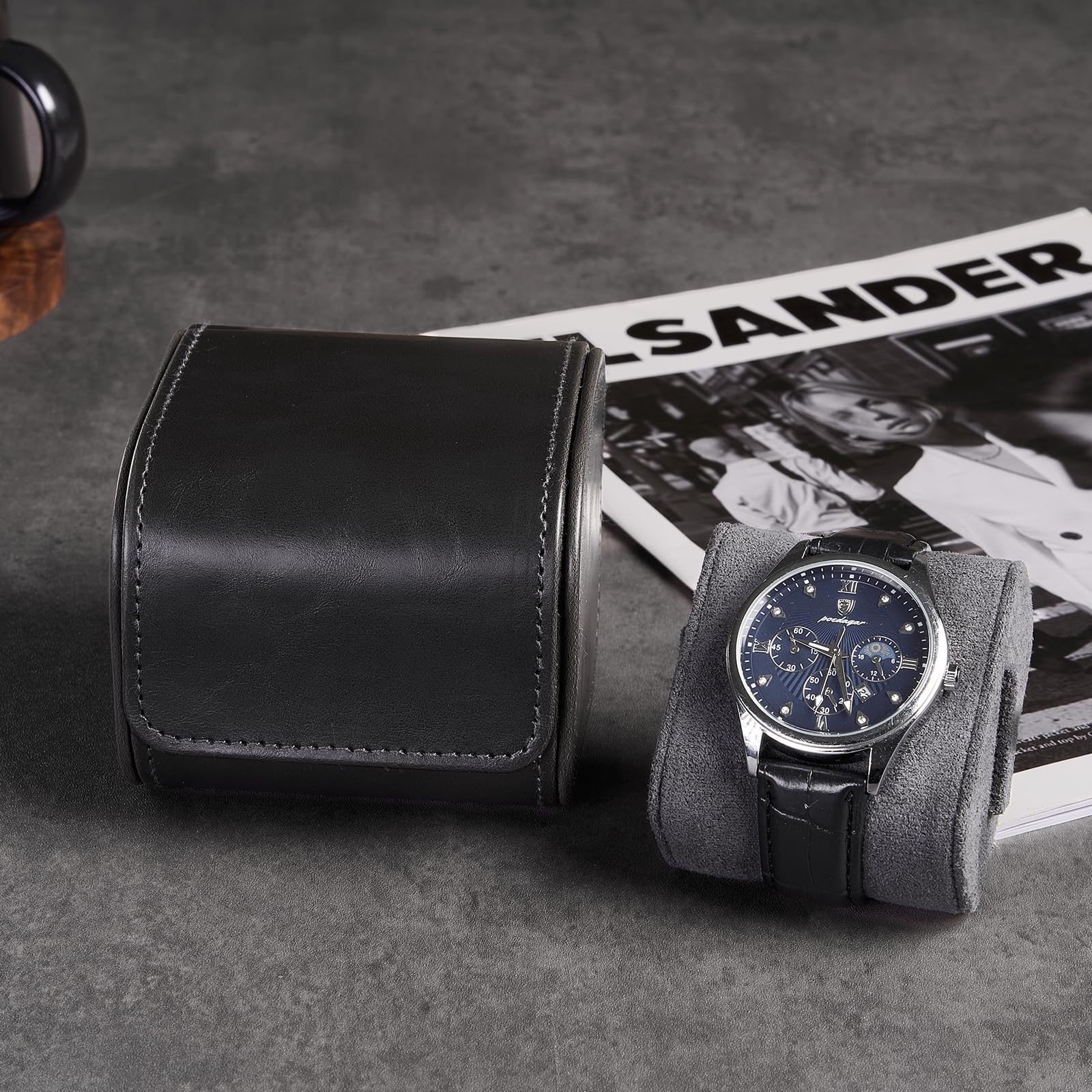 Portable PU Leather Watch Roll Box