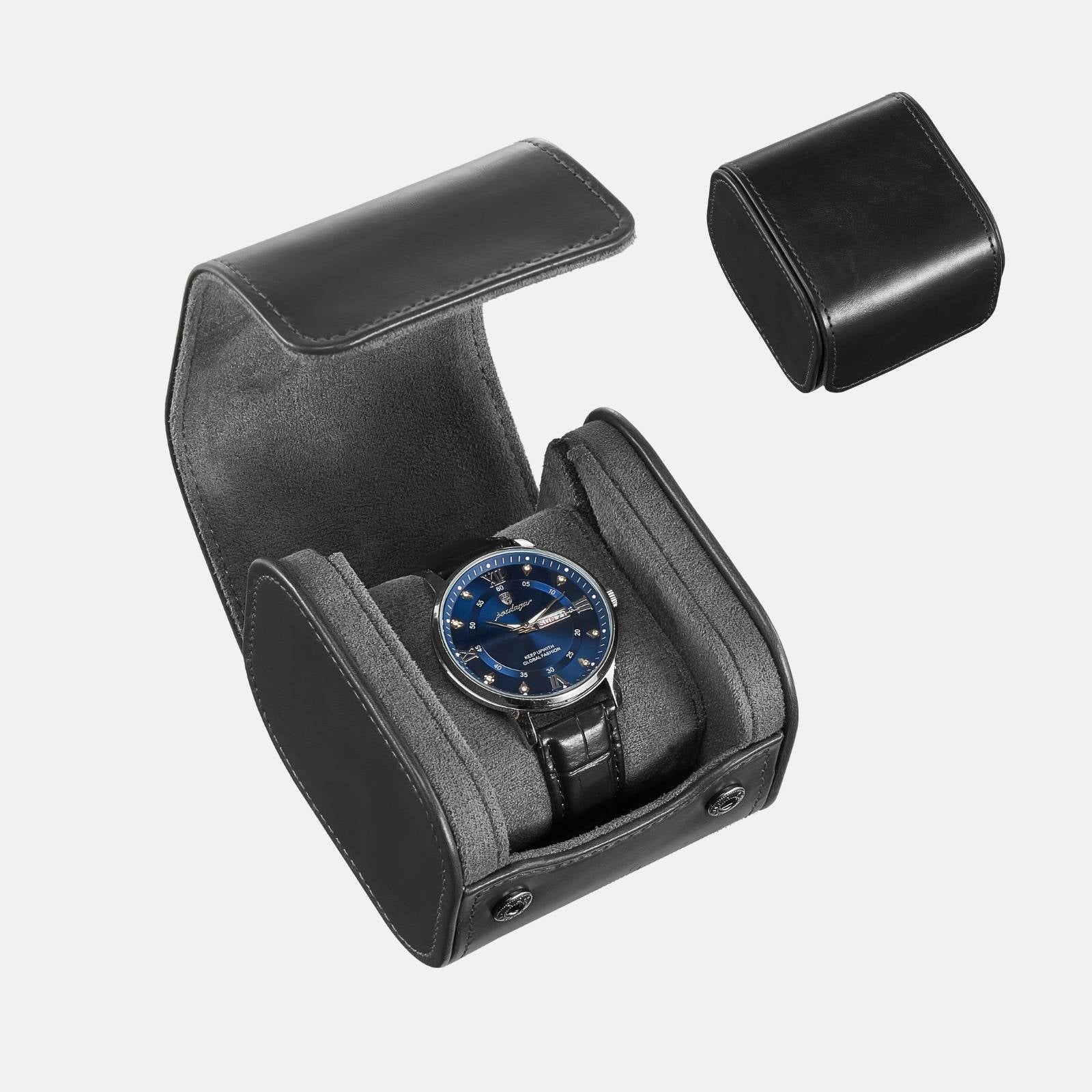 Portable PU Leather Watch Roll Box