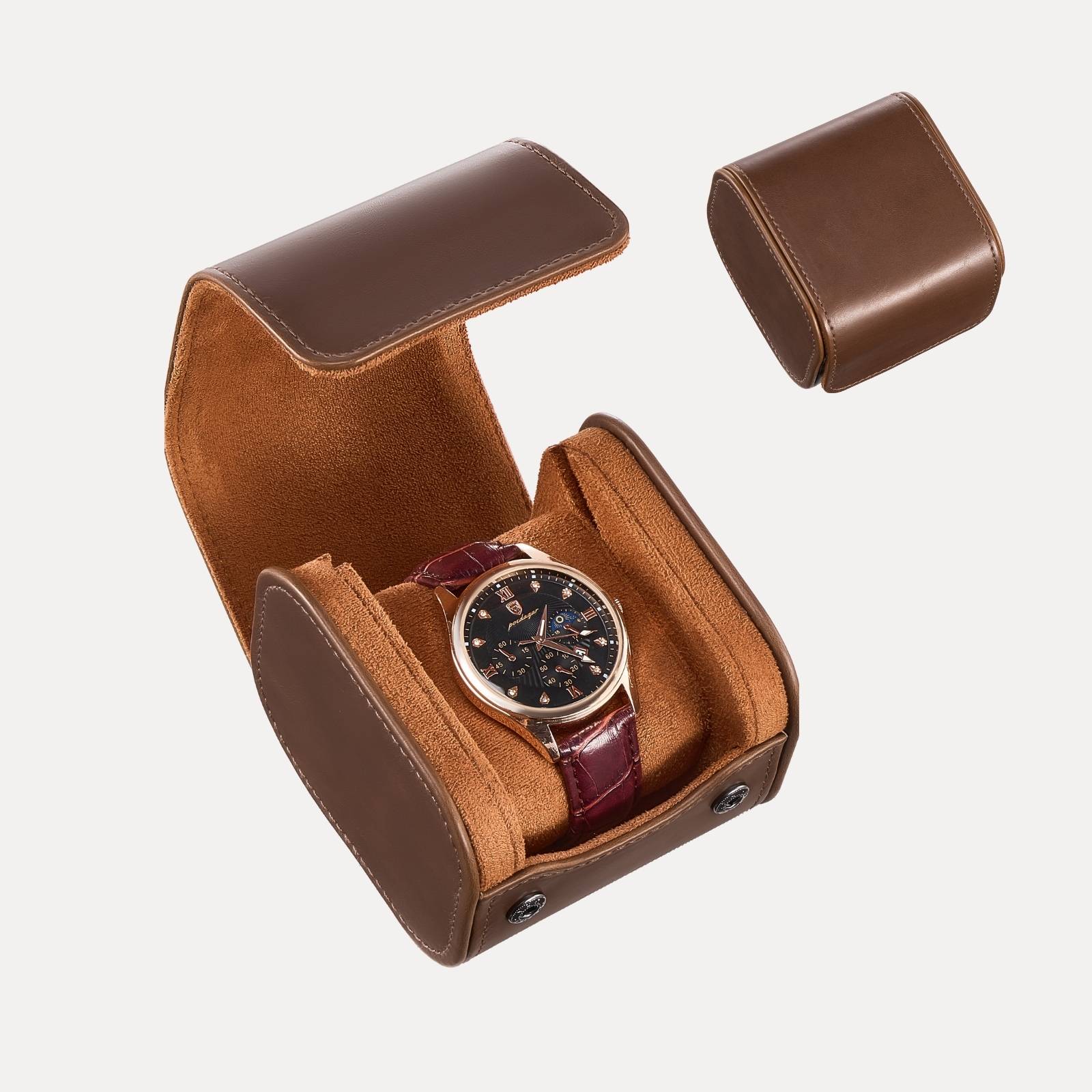 Portable PU Leather Watch Roll Box