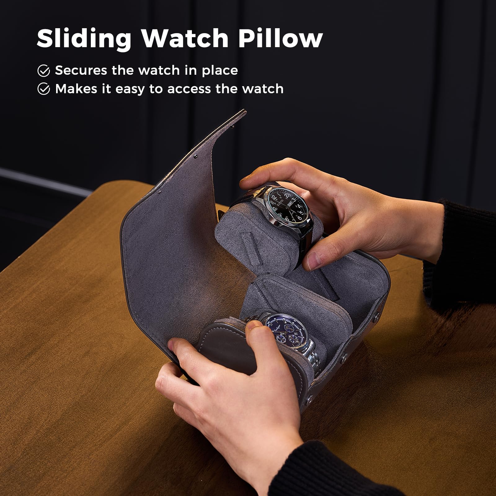 Portable PU Leather Watch Roll Box