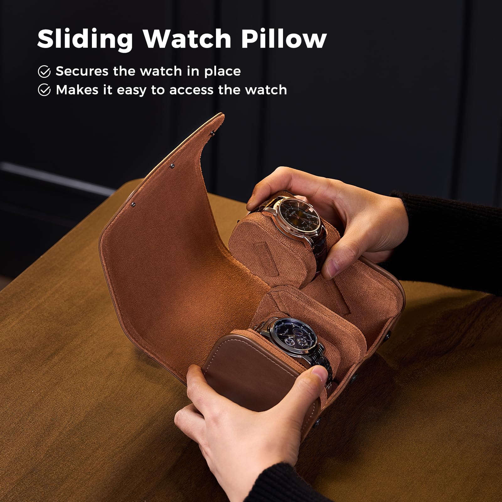 Portable PU Leather Watch Roll Box