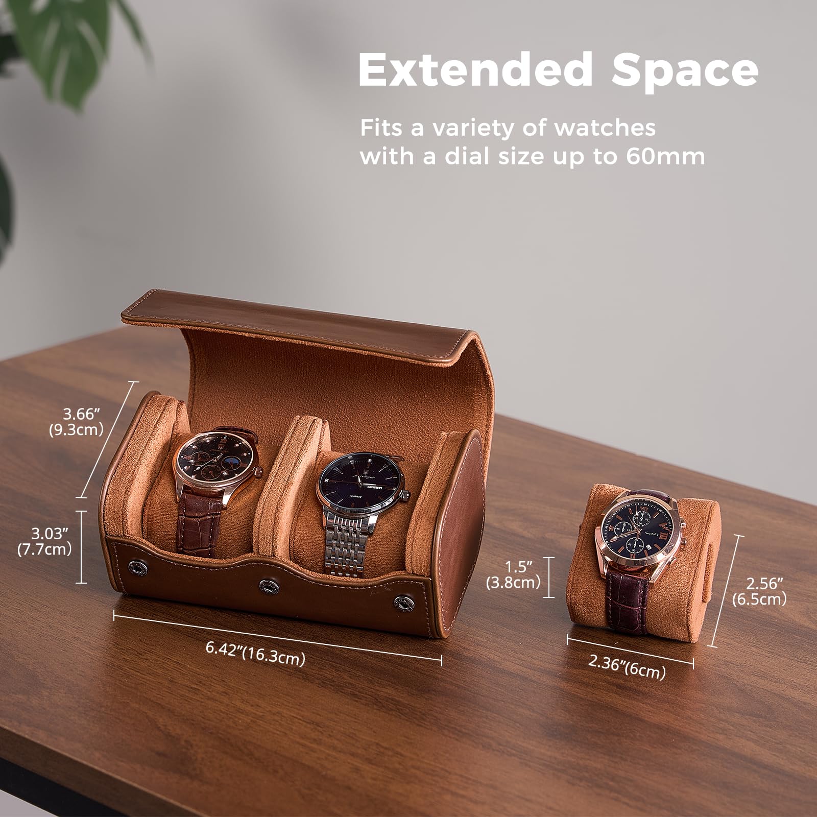 Portable PU Leather Watch Roll Box