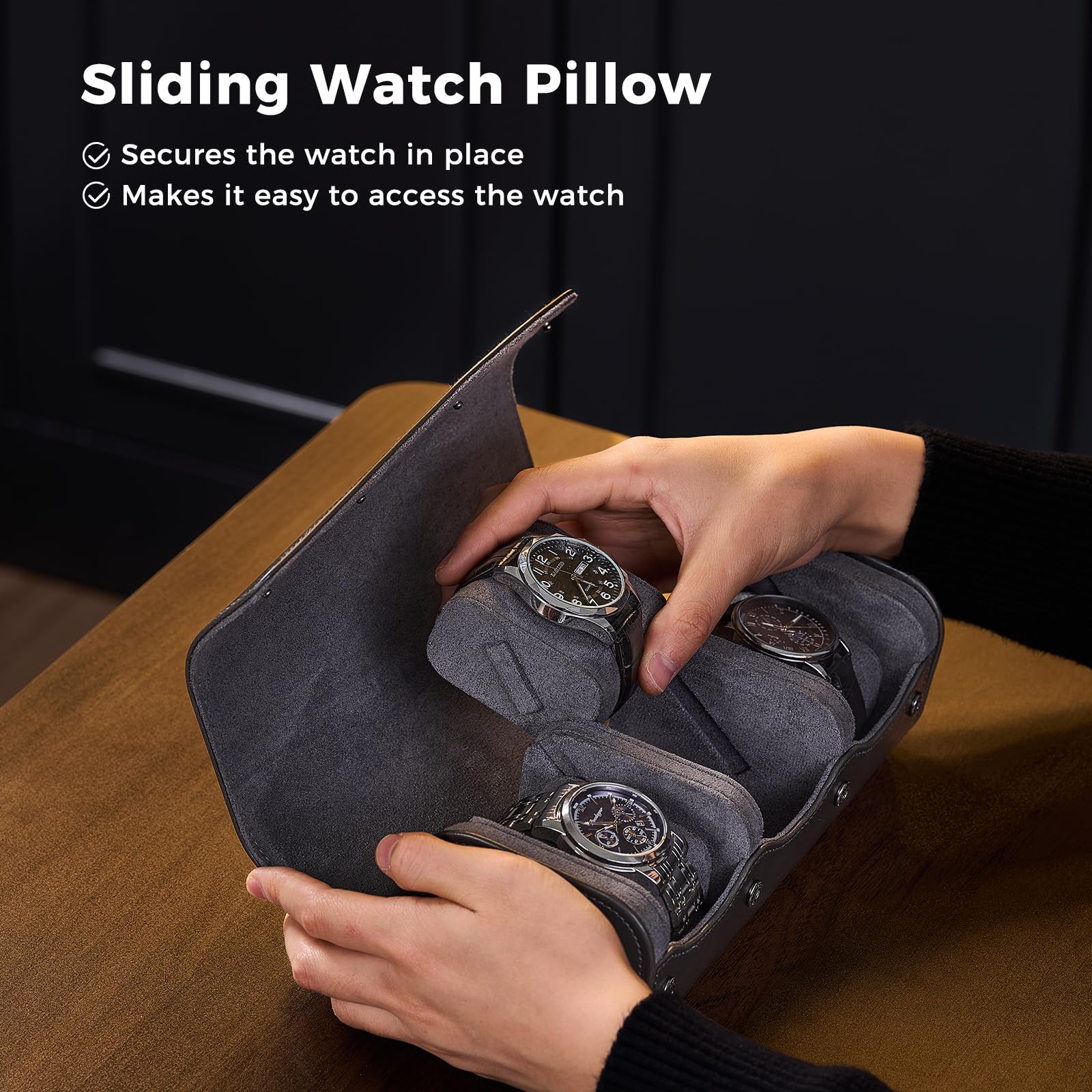 Portable PU Leather Watch Roll Box