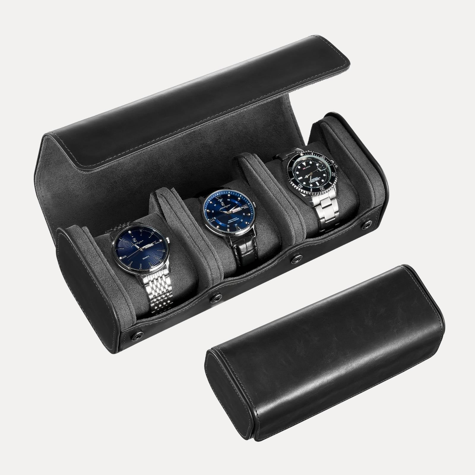 Portable PU Leather Watch Roll Box