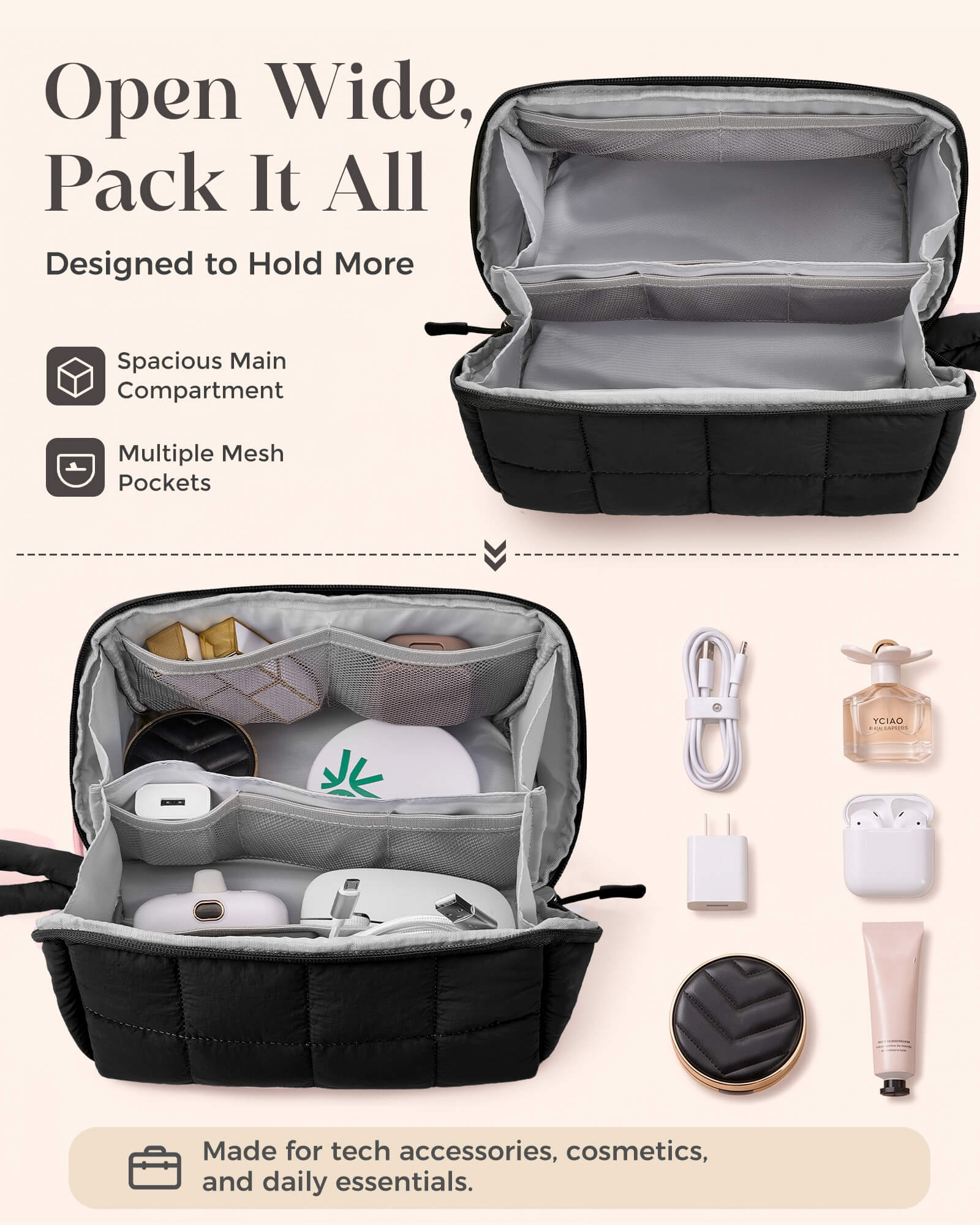 Ultra-Light Travel Makeup Organizer Bag - Preorder