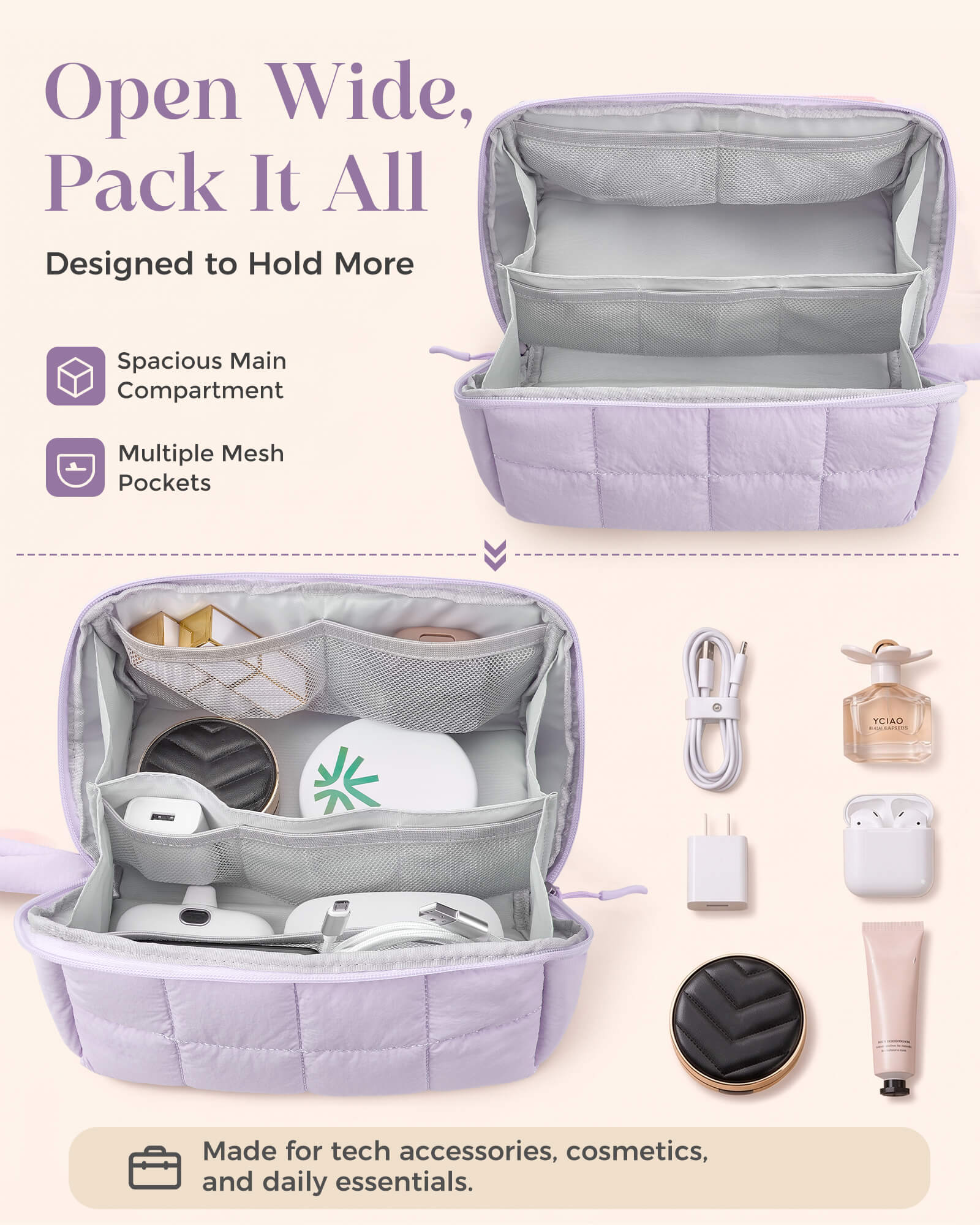 Ultra-Light Travel Makeup Organizer Bag - Preorder