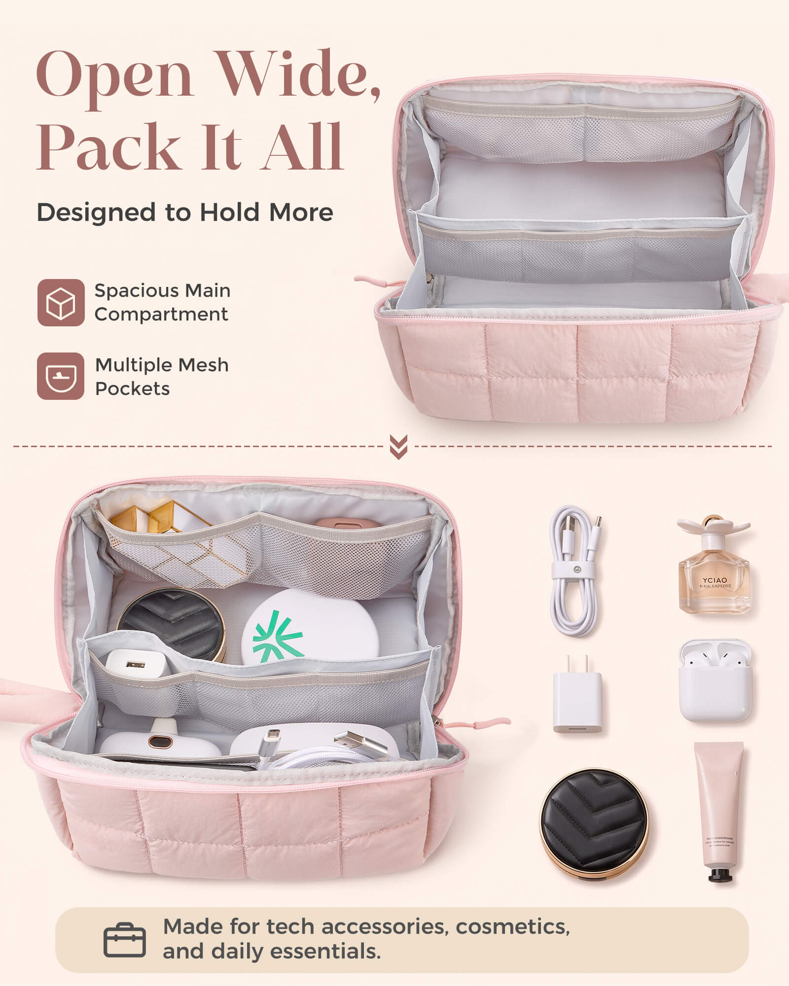 Ultra-Light Travel Makeup Organizer Bag - Preorder