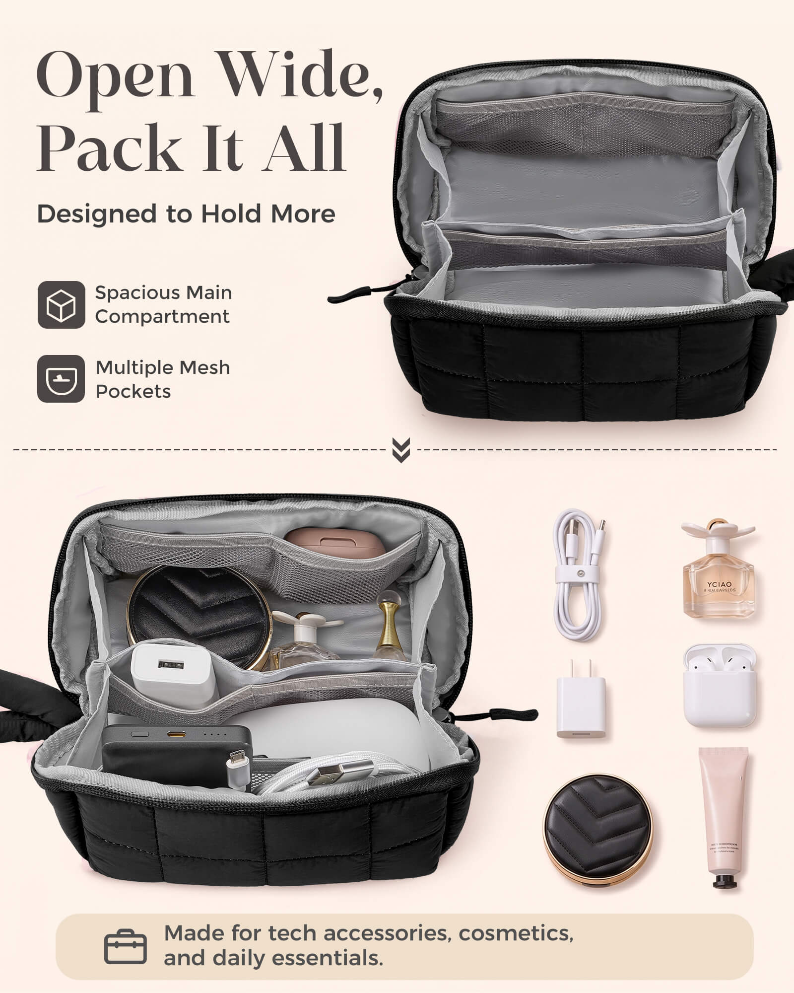 Ultra-Light Travel Makeup Organizer Bag - Preorder