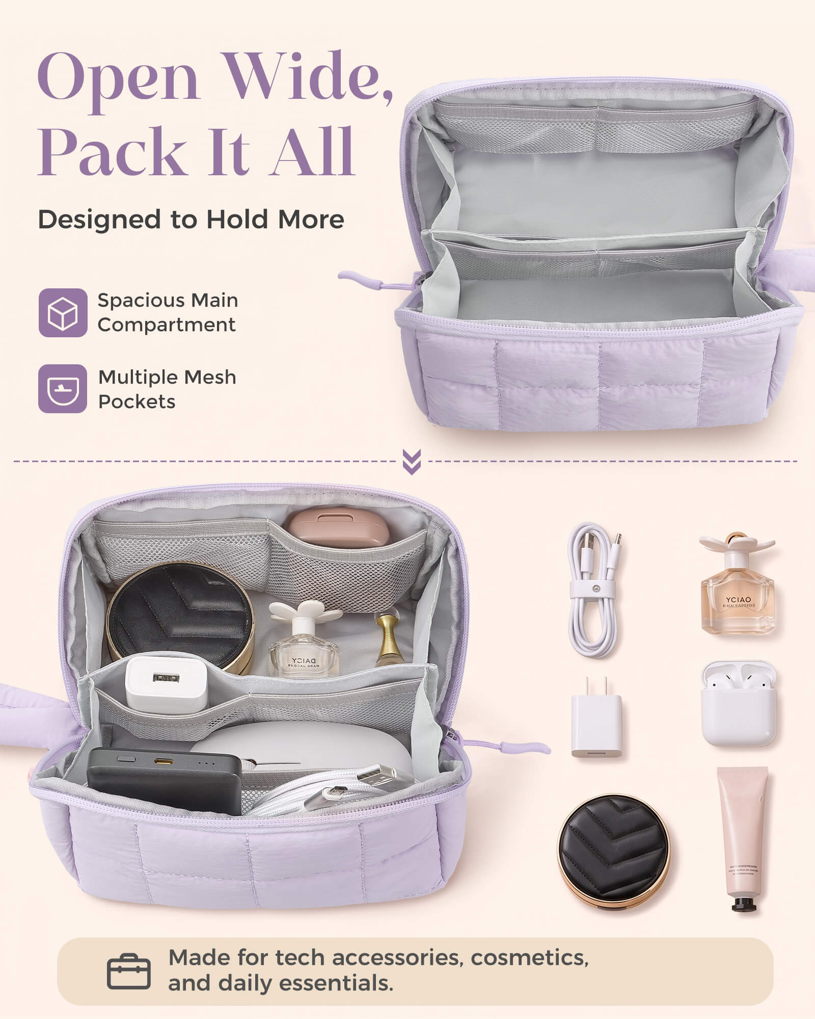 Ultra-Light Travel Makeup Organizer Bag - Preorder
