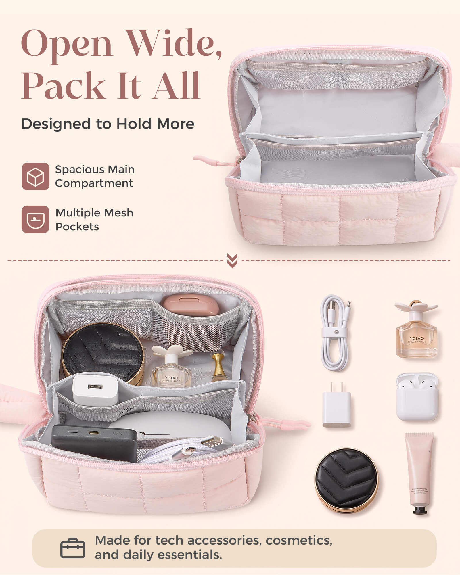 Ultra-Light Travel Makeup Organizer Bag - Preorder