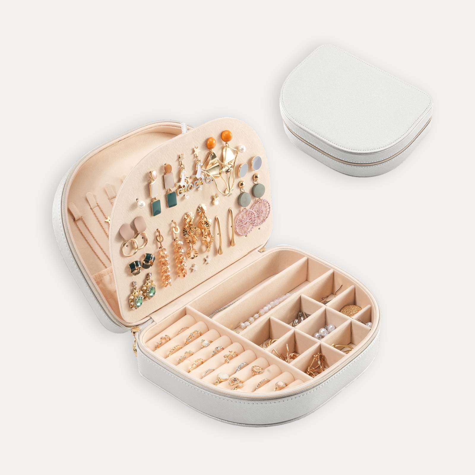Pequeño estuche portátil para joyas con forma de concha marina 