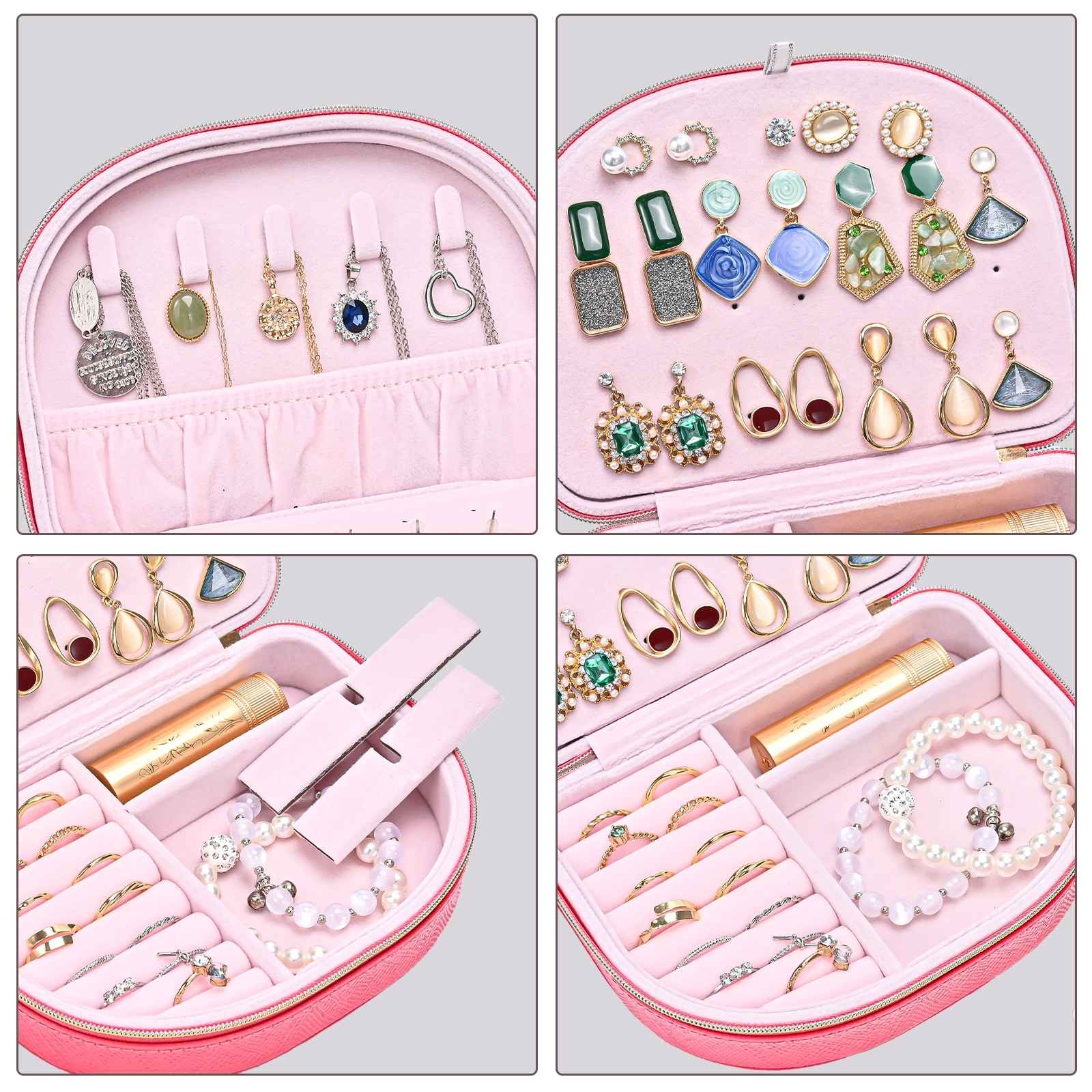 Pequeño estuche portátil para joyas con forma de concha marina 