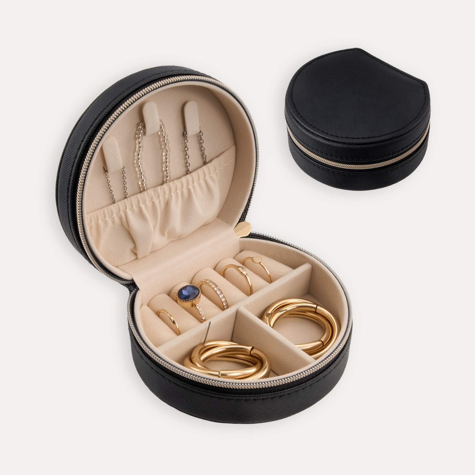 Pequeño estuche portátil para joyas con forma de concha marina 