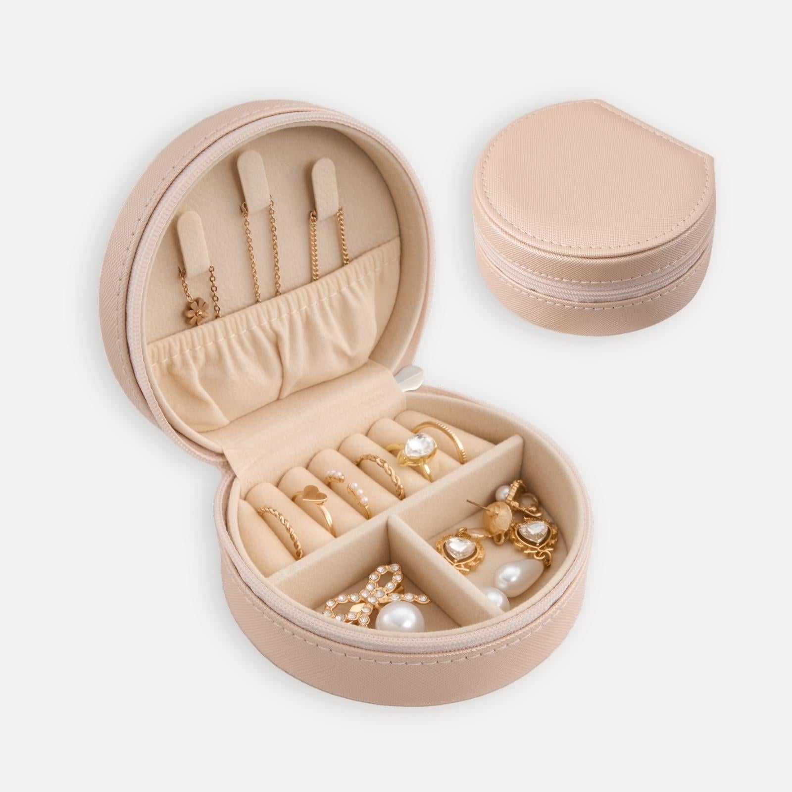 Pequeño estuche portátil para joyas con forma de concha marina 