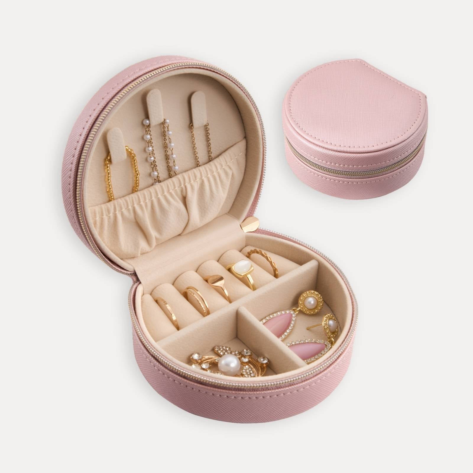 Pequeño estuche portátil para joyas con forma de concha marina 