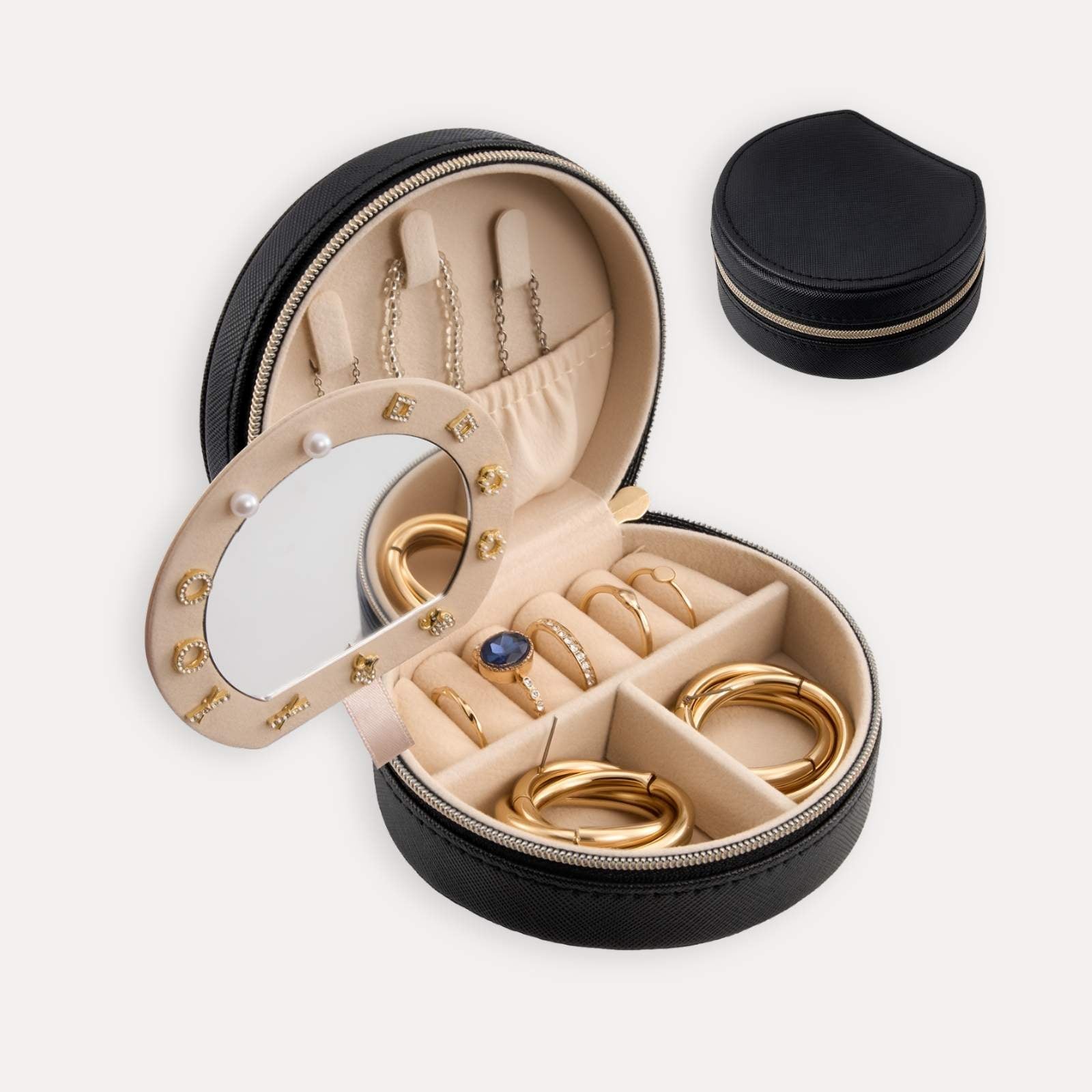 Pequeño estuche portátil para joyas con forma de concha marina 