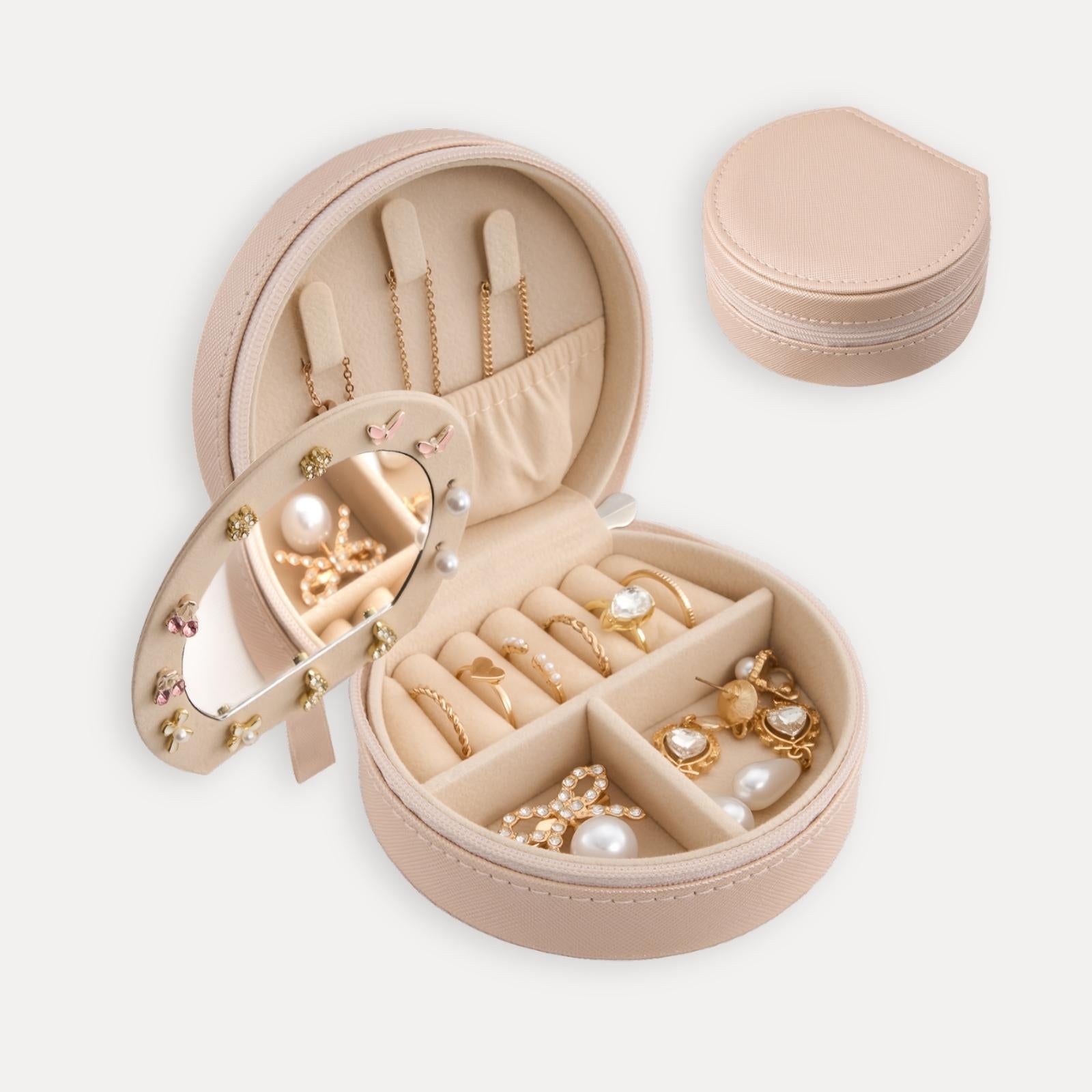 Pequeño estuche portátil para joyas con forma de concha marina 