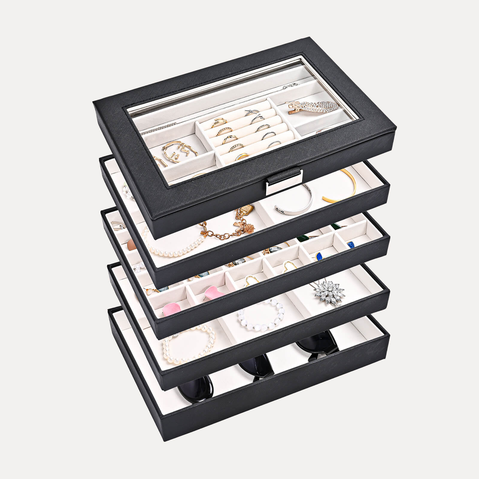 Stackable Jewelry Tray Box (5 Layers)