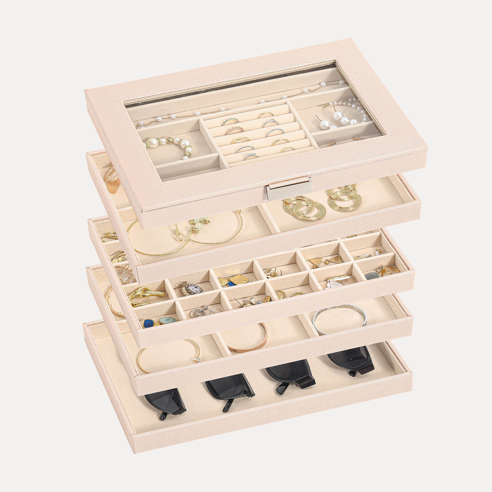 Stackable Jewelry Tray Box (5 Layers)