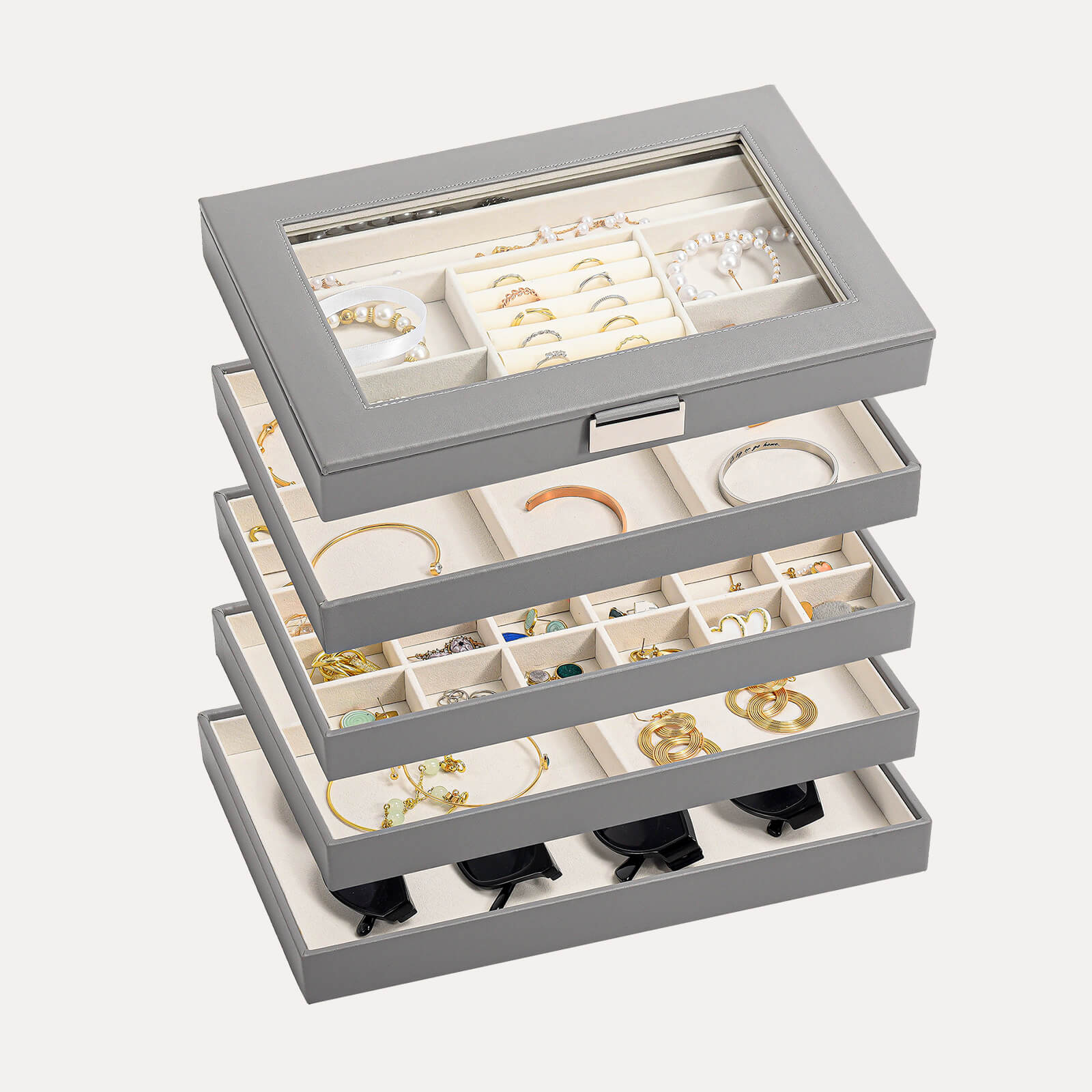 Stackable Jewelry Tray Box (5 Layers)