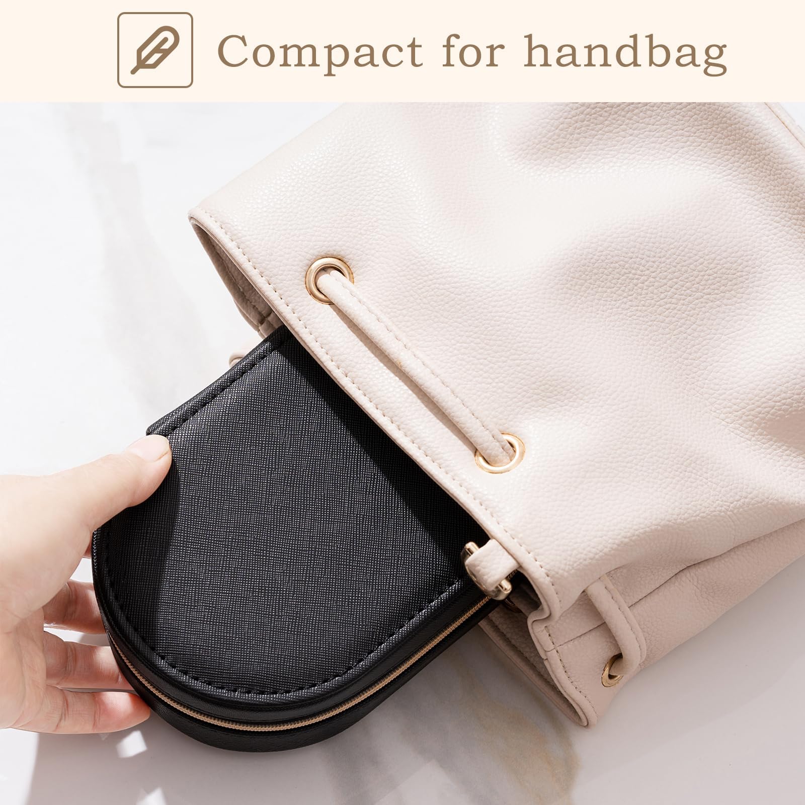small travel jewelry box beige