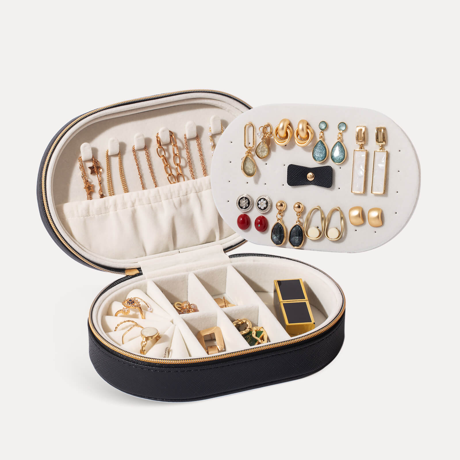 travel jewelry case black