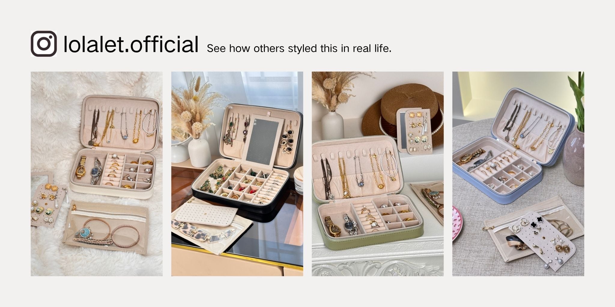 Travel Jewelry Organizer Box with Mirror