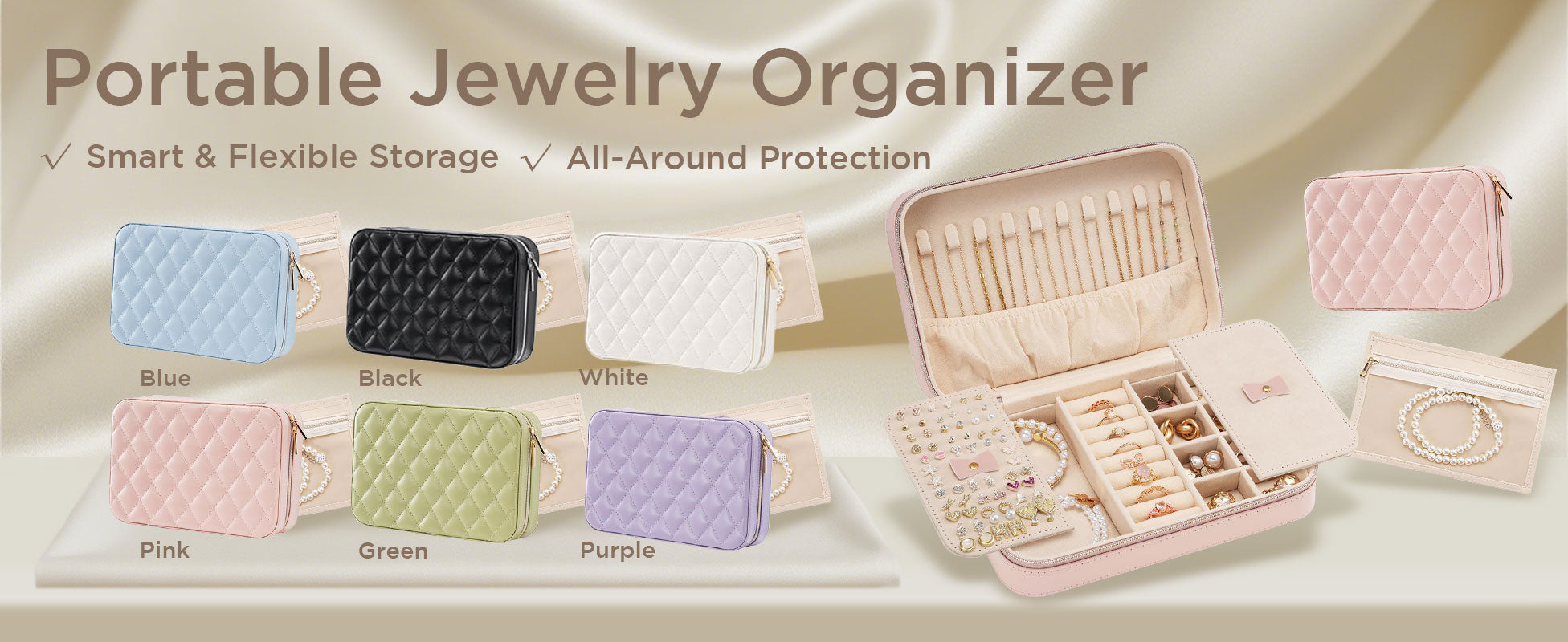 Travel Jewelry Organizer Box with Mirror