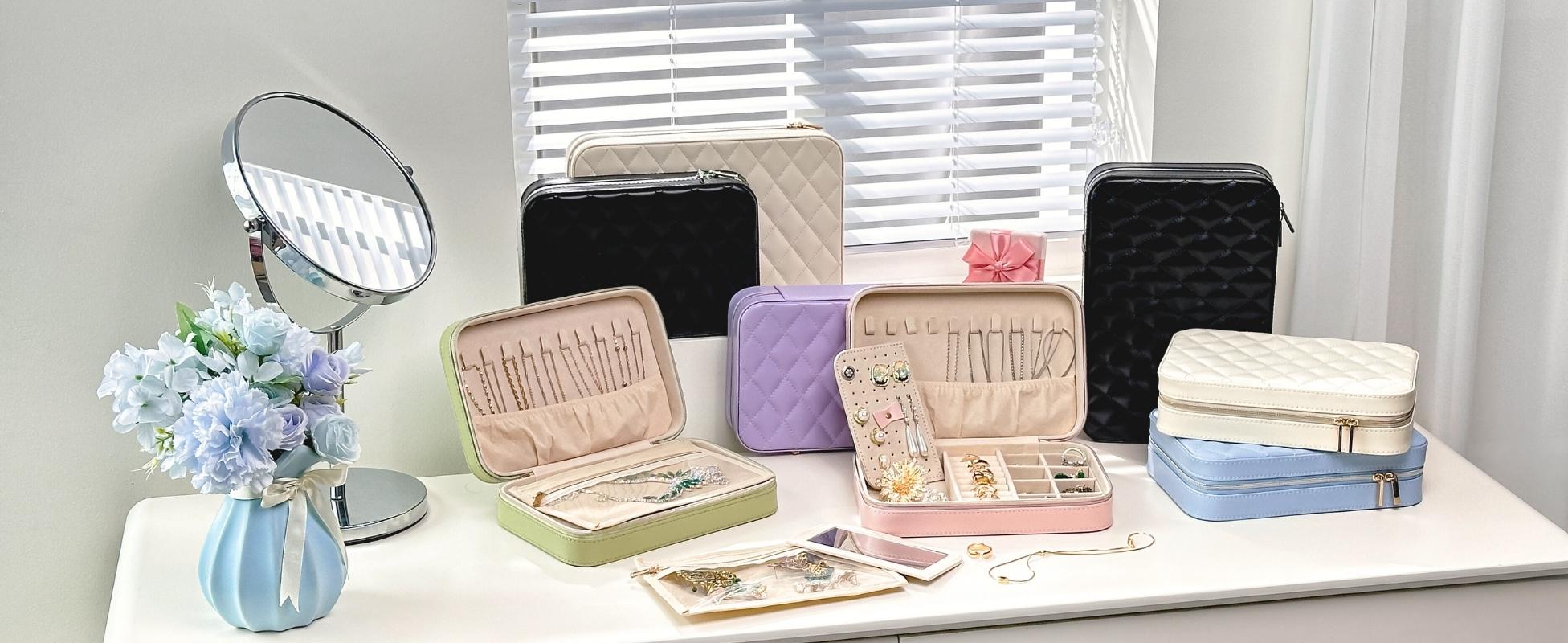 Travel Jewelry Organizer Box with Mirror