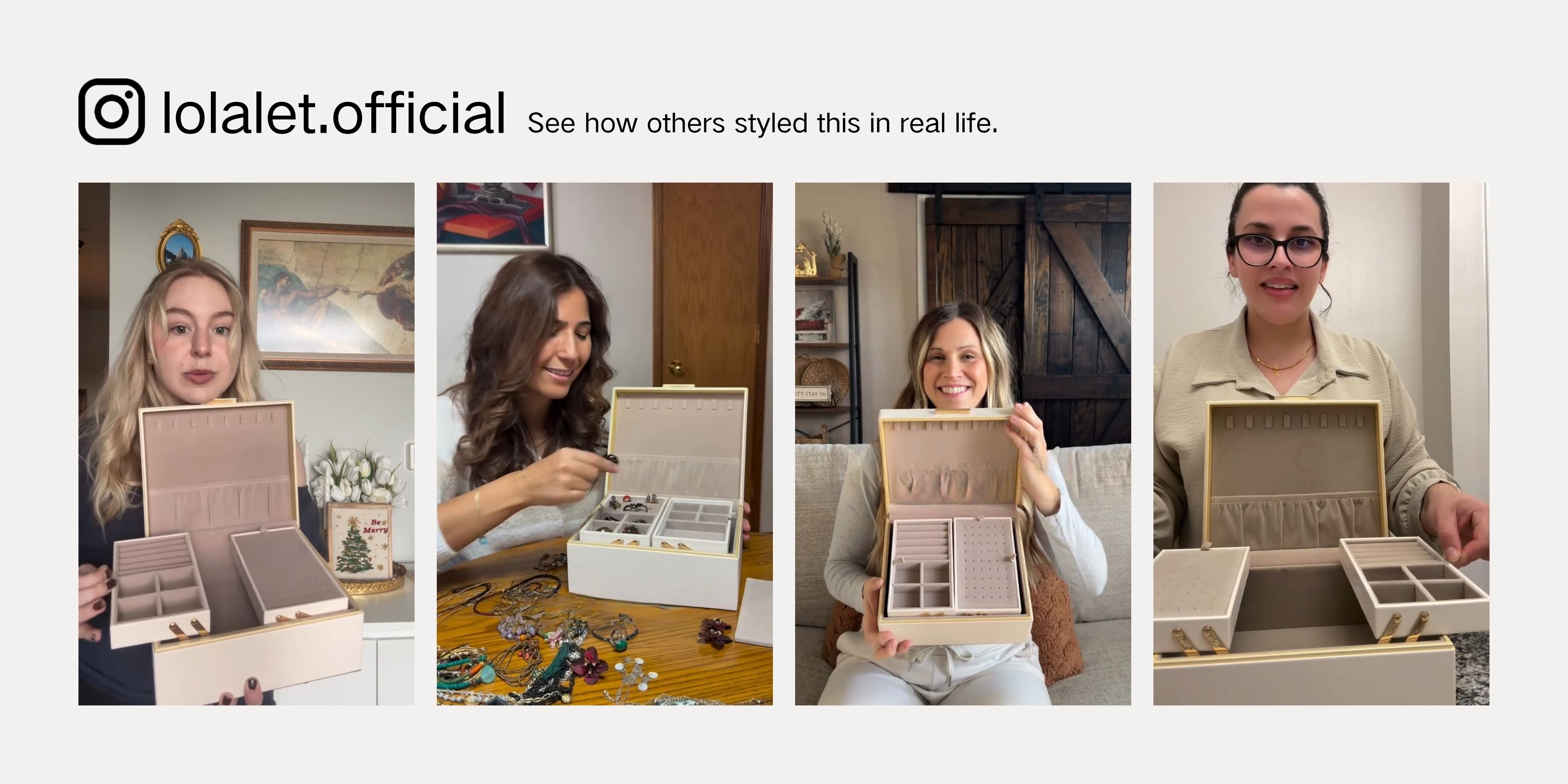 Large Jewelry Box Organizer with Two Foldable & Expandable Trays