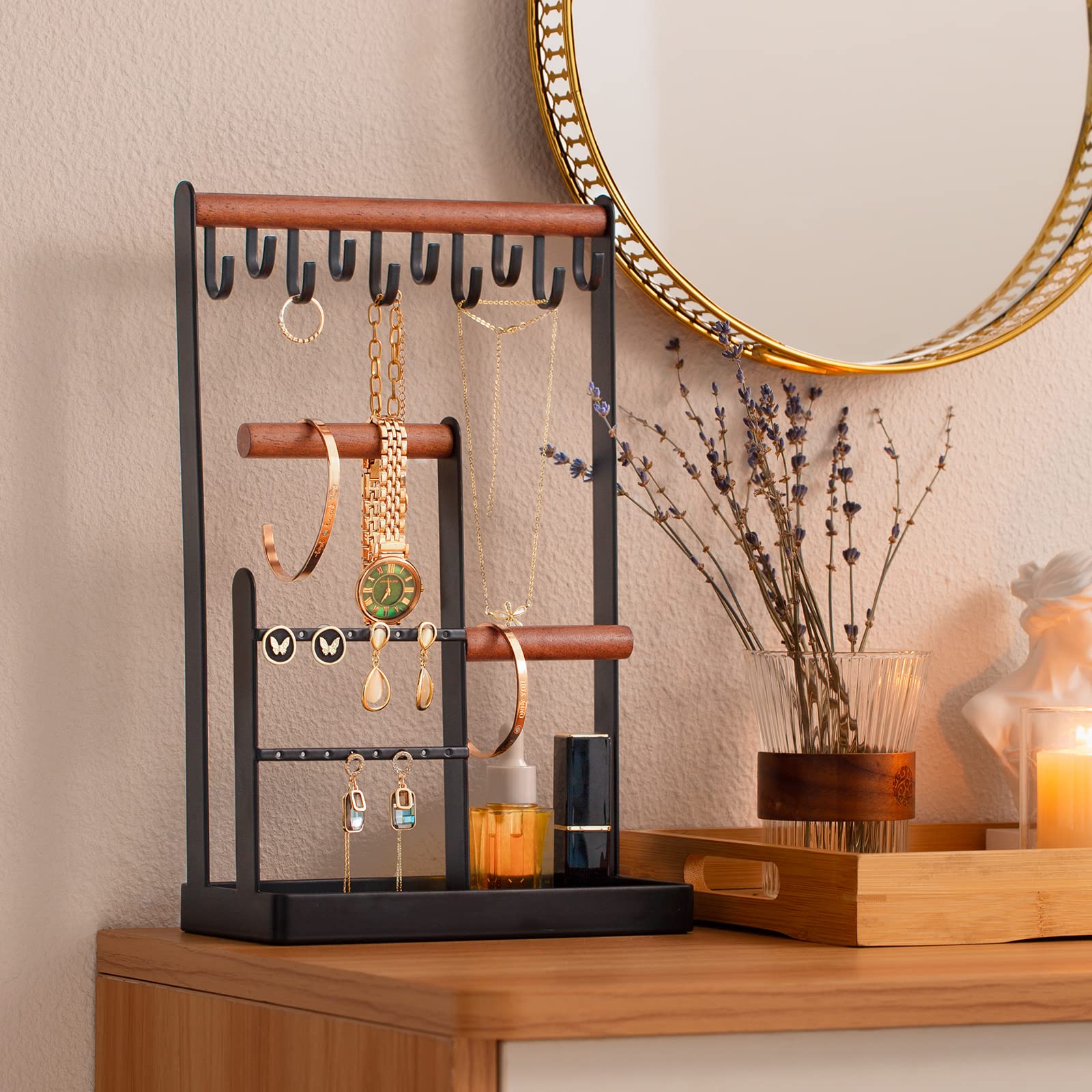 Jewelry Organizer Stand with Ring Tray