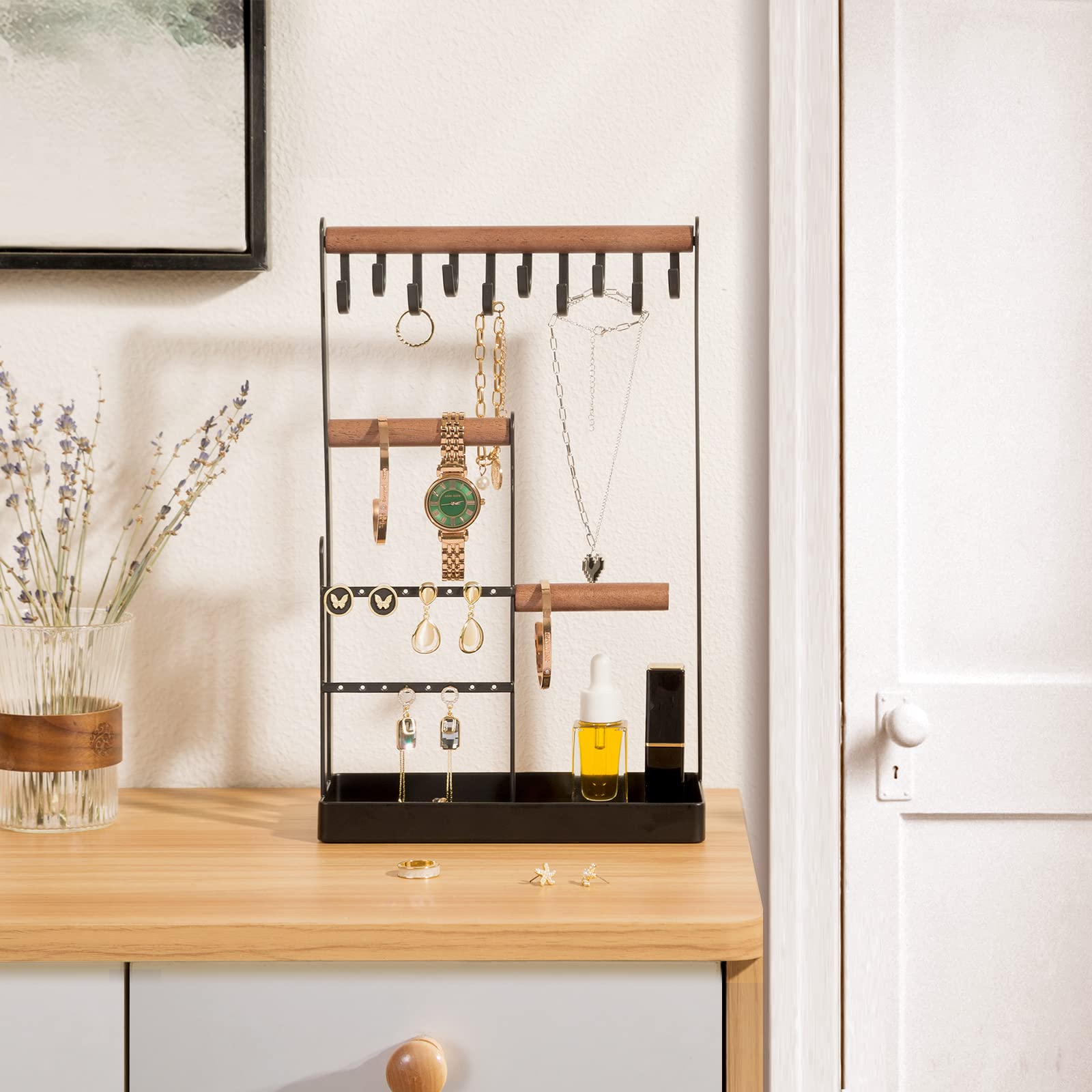 Jewelry Organizer Stand with Ring Tray