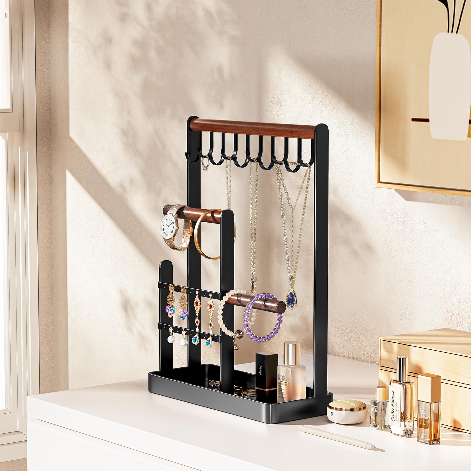 Jewelry Organizer Stand with Ring Tray