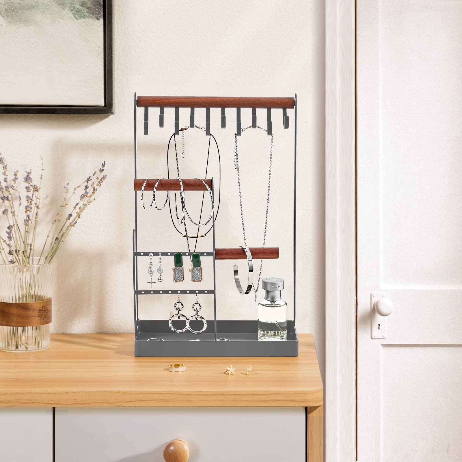 Jewelry Organizer Stand with Ring Tray