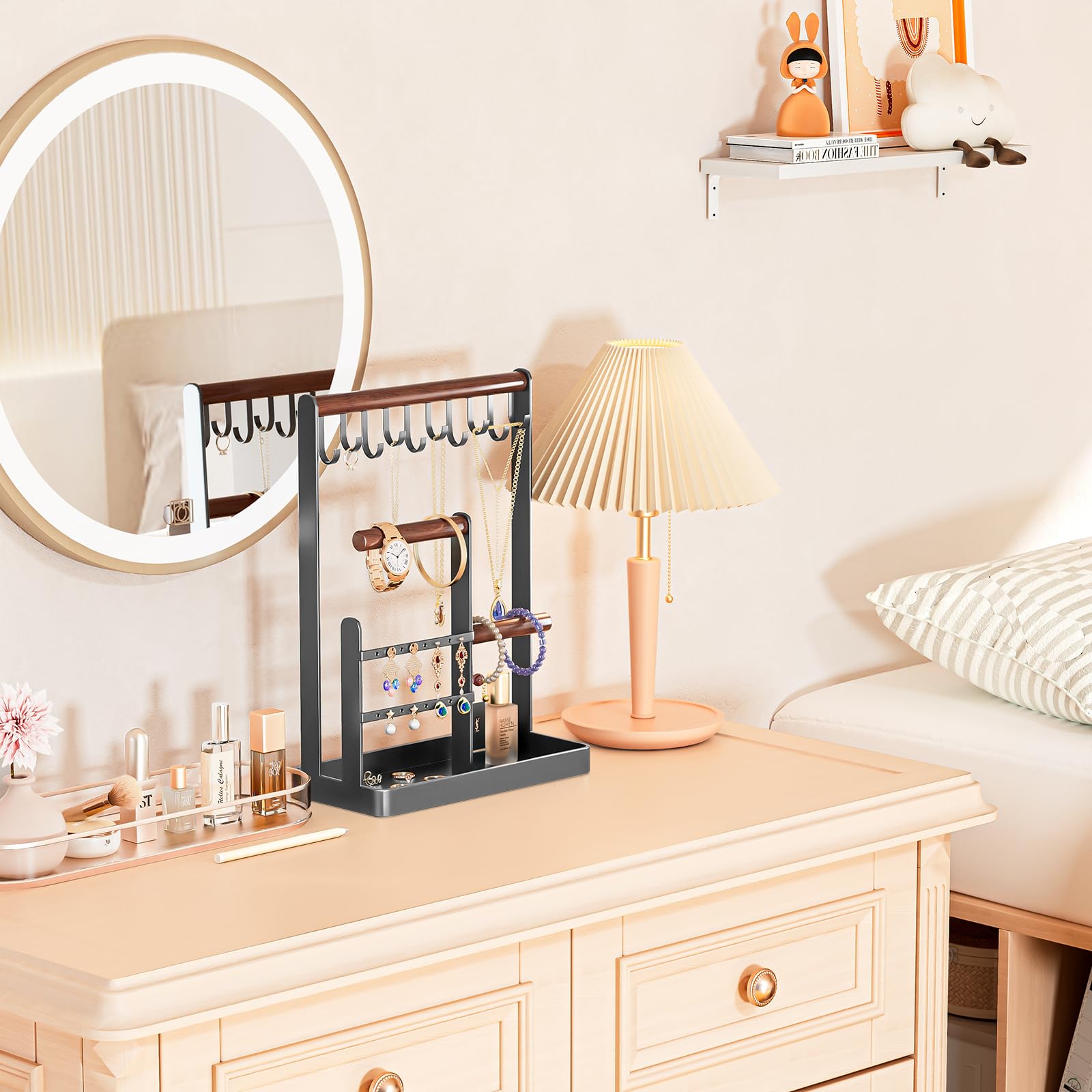 Jewelry Organizer Stand with Ring Tray