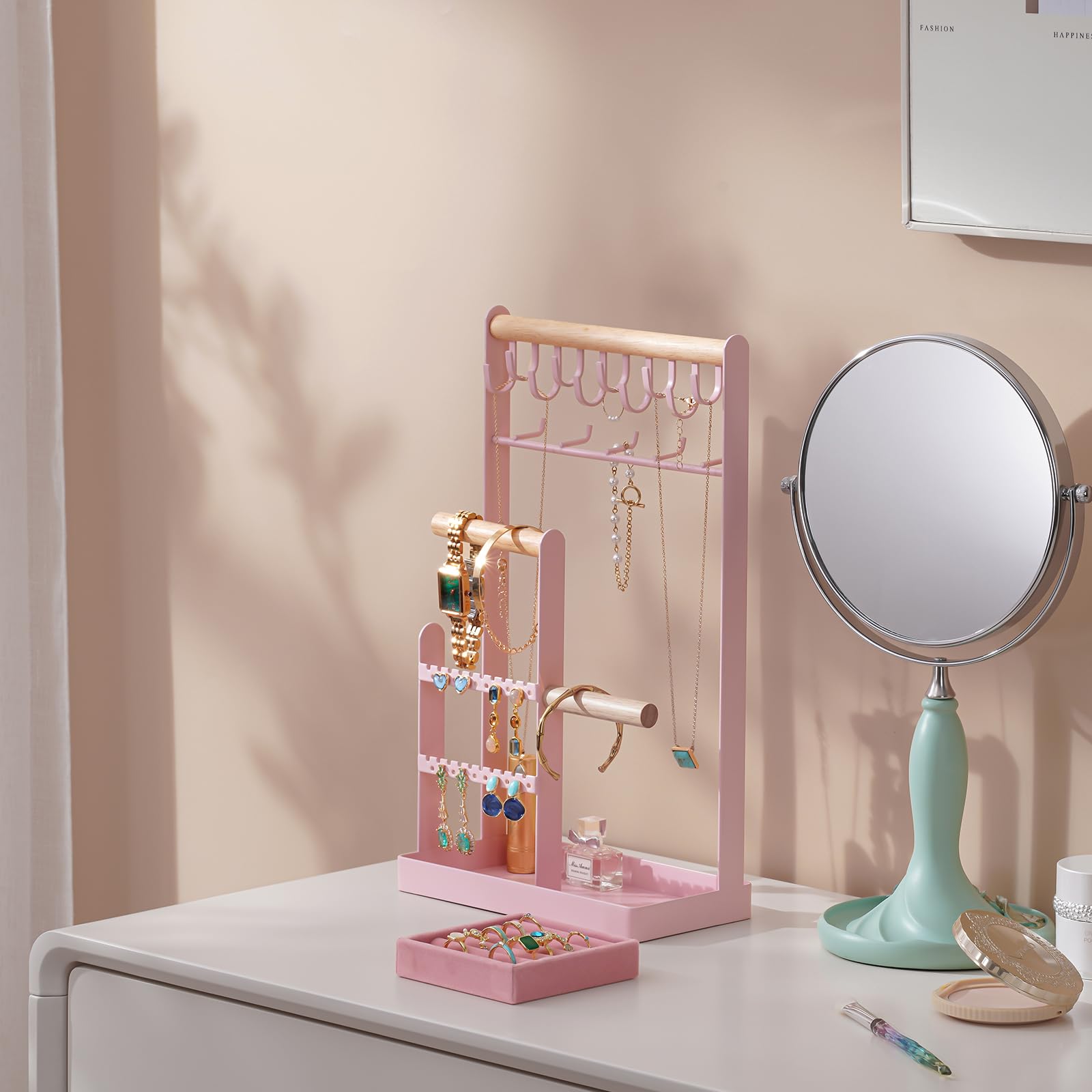 Jewelry Organizer Stand with Ring Tray