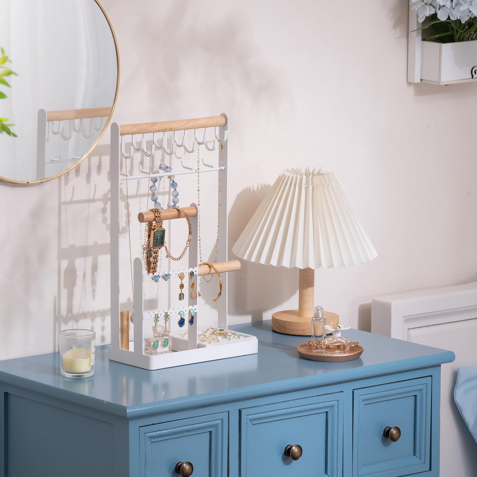 Jewelry Organizer Stand with Ring Tray