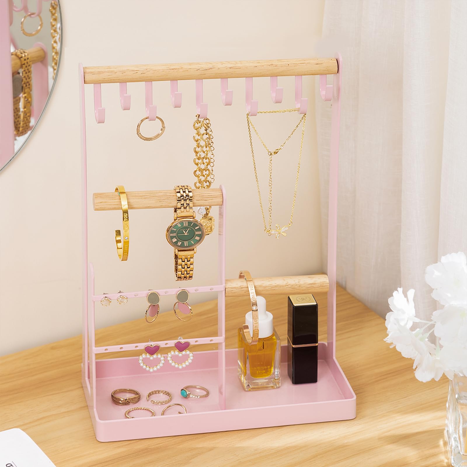 Jewelry Organizer Stand with Ring Tray