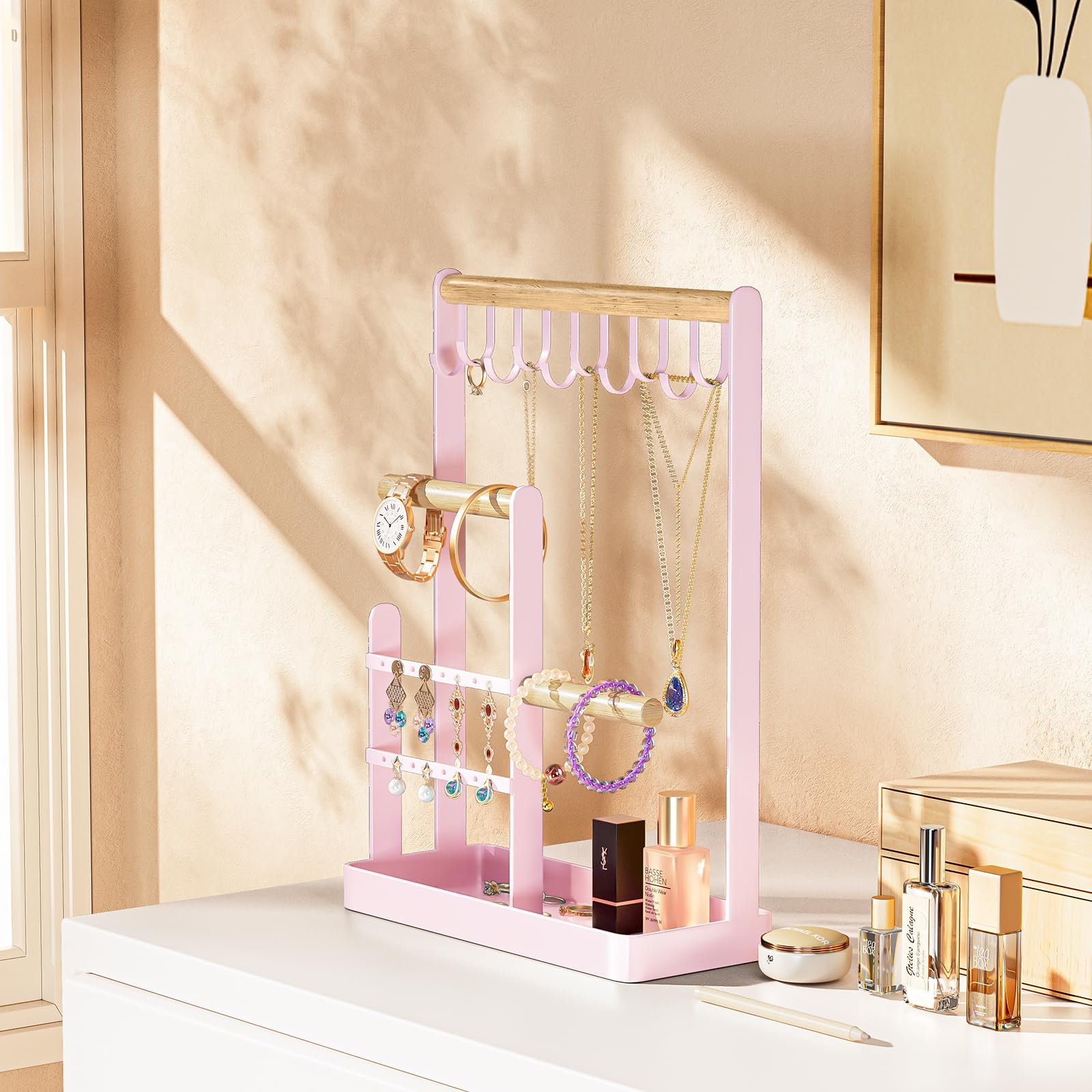 Jewelry Organizer Stand with Ring Tray