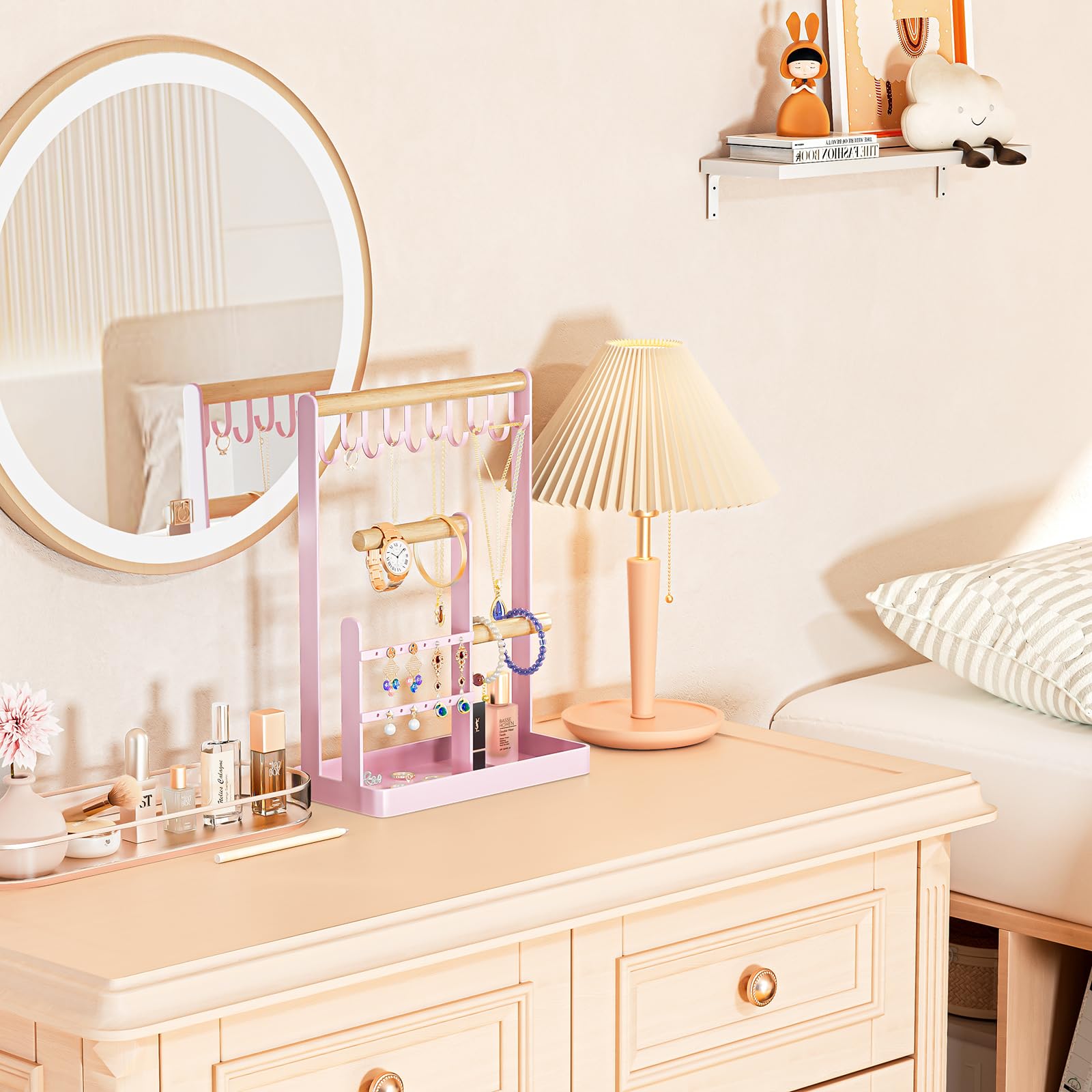 Jewelry Organizer Stand with Ring Tray